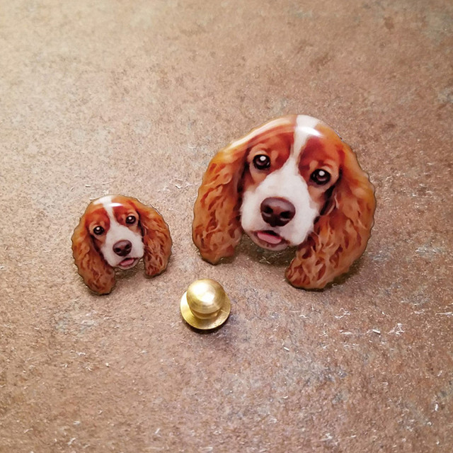 アメリカンコッカースパニエル パーティーカラー Mサイズ ピンバッジ Atelier Clavis アトリエ クラビス