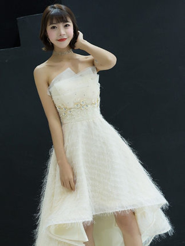 キラキラ ラメ ファー素材 チューブトップ フィッシュテール ミニパーティドレス 白 Xs S M L Xl Xxl X 6069 ブライズメイド パーティードレス専門店glitter Glamour グリッターグラマー