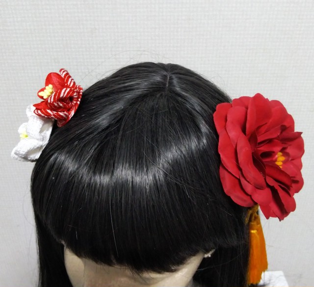 髪飾り赤 髪飾りえんじ 成人式髪飾り 卒業式髪飾り 七五三髪飾り Kamikazarin つまみ細工髪飾り 成人式髪飾り 七五三髪飾り 卒業式髪飾り
