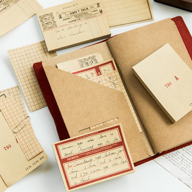 N187 レトロ未晒クラフト紙シリーズ メモ帳 ノートペーパー 全6種セット Cherish365 Zakka