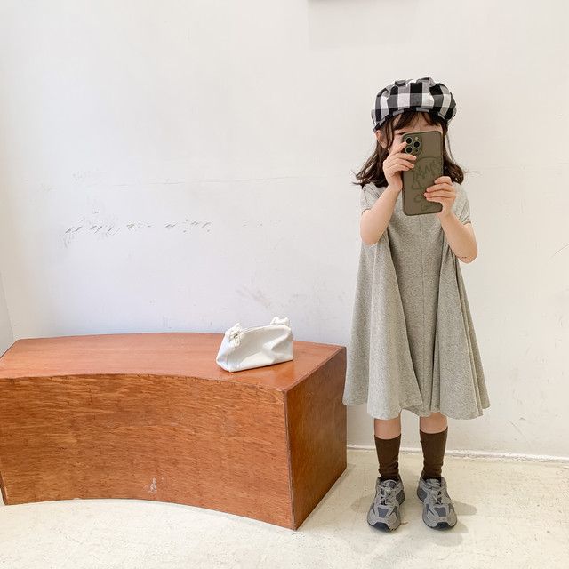 女の子 無地 ワンピース 夏 シンプル おしゃれ 90ー150cm 人気 Dyh海外子供用品