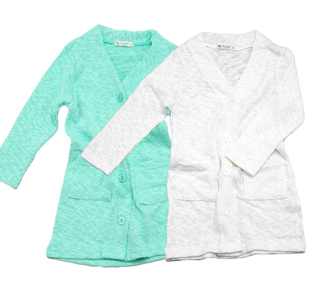 キッズ 送料無料 韓国子供服 ロング カーディガン エメラルドグリーン ホワイト 90cm 100cm 110cm 1cm 130cm 140cm ホープス
