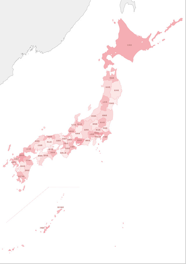 日本地図 色分け地図 画像データ3500px 地図素材ならmap Data Store 地図データ 白地図の販売