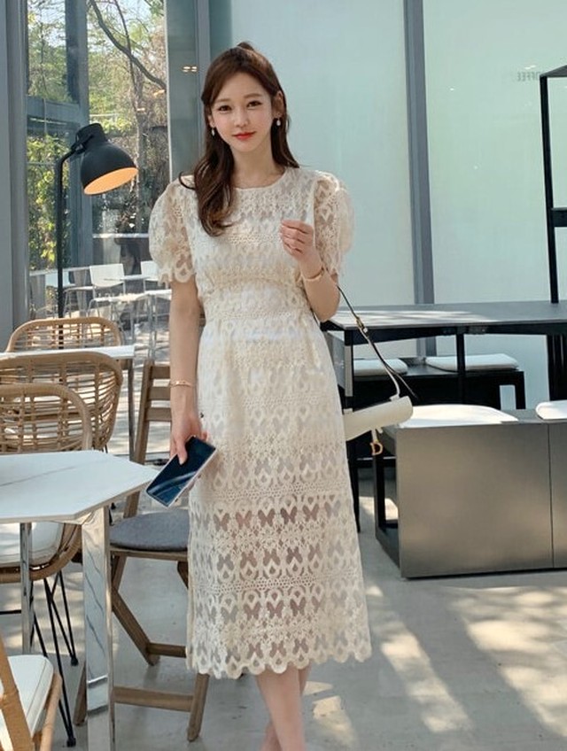 ワンピース レースワンピース レディース ひざ丈 半袖 春夏 ハイウエスト おでかけ お呼ばれ Ab1723 Valentina210