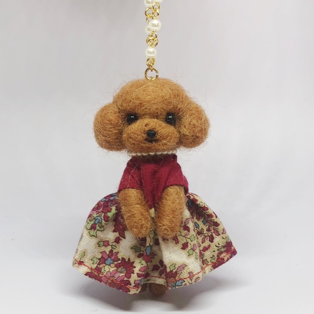 羊毛フェルトバッグチャーム トイプードル レッド Tinkleshop