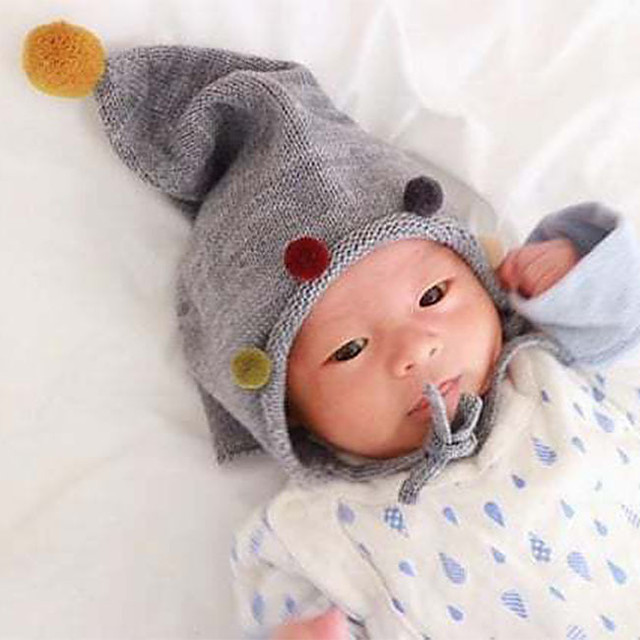 即納 ポンポン とんがりニット帽 耳あて 5色 女の子 男の子 帽子