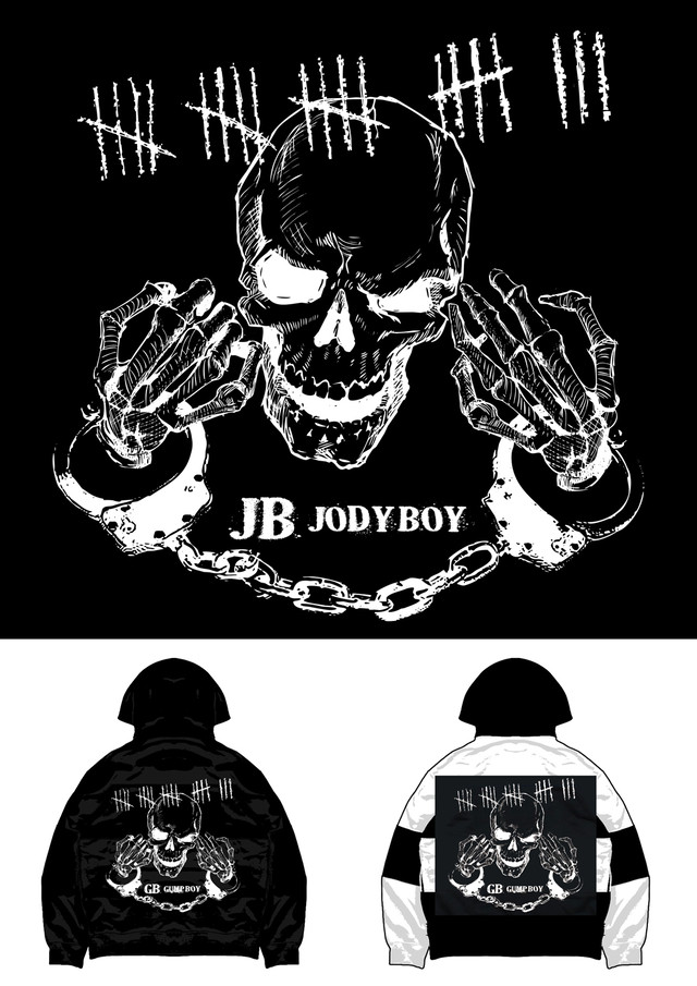 Skullワッペン貼り付けパーカー Jodyboy Official Web Store