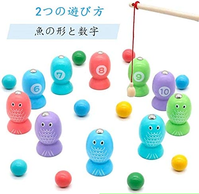Jpcs モンテッソーリ 磁石 おもちゃ 木の魚釣り 男の子 知育玩具 木製 親子ゲーム 子供 人気誕生日プレゼント クリスマス 贈り物 入園お祝い 女の子 3 4 5 6 歳 Az Japan Classic Store