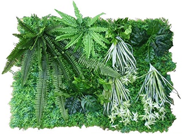 Medianfield ウォールグリーン 壁掛け 80cm 1cm 大型 セット フェイクグリーン 観葉植物 リーフグリーン 造花 人工観葉 植物 インテリア 雑貨 人工 フェイク 壁掛 グリーン 緑 植物マット 大きい おしゃれ 芝 4 シダ大 1 シダ小 1 オリヅルラン 3 葉 2 モンステラ