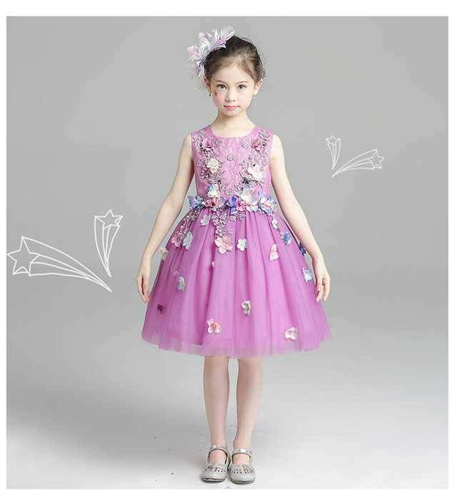 華やかパープル ミニドレス 子供ドレス 花柄 フォーマル ワンピース キッズ服 子供服 女の子 ワンピース 子ども 発表会 七五三 演出舞台 結婚式 卒業園 入園式 ピアノ 100 160cm 送料無料 韓国レディース キッズファッション Londonbridge ロンドンブリッジ