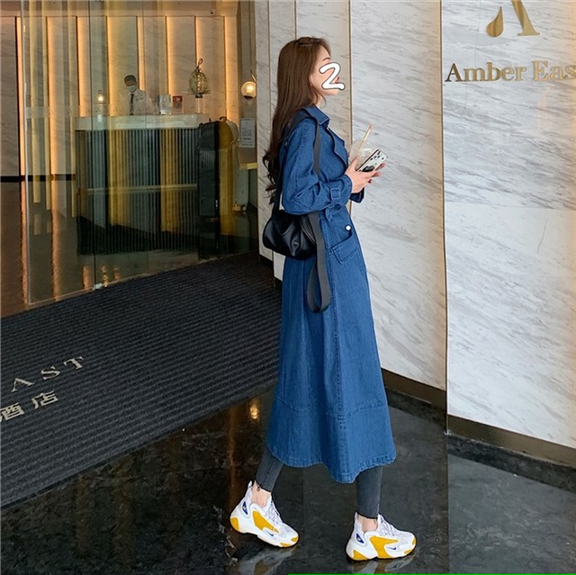 デニムコート ダブルブレスト ロングコート スプリングコート チェスターコート 華奢見え レディース 体型カバー きちんと感 カジュアル ブルーデニム 春 秋 取寄 発送目安14 21日営業日 Laff Store 会社情報 納期の確認をお願いします