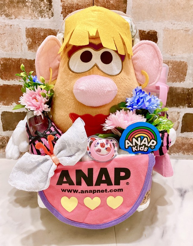 Mrs ポテトヘッド おむつベビーカー おむつケーキ オムツケーキ Anap アナップ 出産祝い 誕生祝い お祝い ディズニー Mrs ポテトヘッド おむつバイク おむつケーキファクトリーby D4