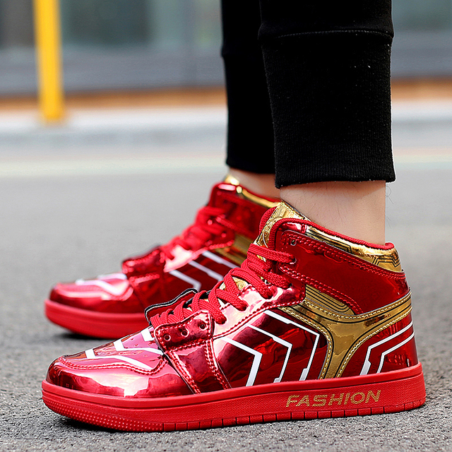 次回販売未定 ハイカット スニーカー 光沢 レッド ゴールド シルバー メンズ 海外インポート Shoes Chou シューズシュー