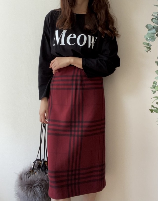 チェックペンシルスカート レッド Stellamii