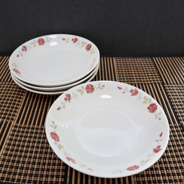 台湾 大同 食器 薔薇柄 レトロ 皿 2枚セット 台湾雑貨 好香 ハオシャン
