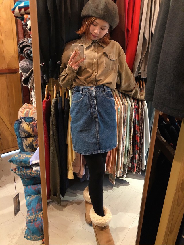1980 90年代製 Usa製 Calvinklein カルバンクライン デニムスカート W26 ブルー 古着 レディース 陽気な古着屋frank