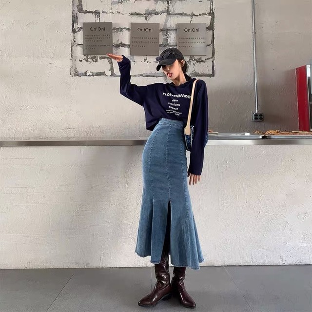 mermaid denim skirt