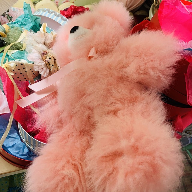 ベビーアルパカのピンクテディベア 0401 Baby Ribbon