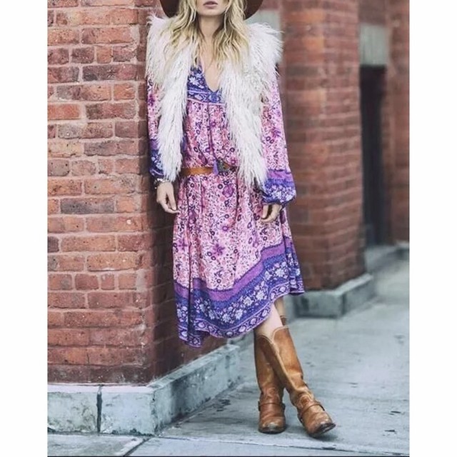 ボヘミアンワンピースパープル Glassyblue