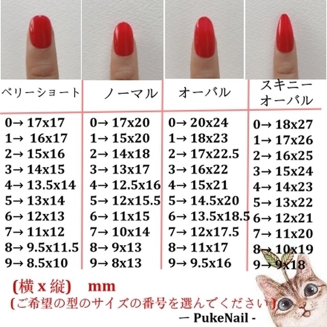 ネイルチップサイズガイド ネイルチップ つけ爪 購入ならpuke Nail