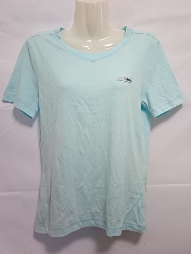 古着 レディースo Adidas アディダス Tシャツ カットソー 半袖 ジム ジョギング 水色 9212 スポーツウェア シューズの古着屋 リサイクルスポーツ