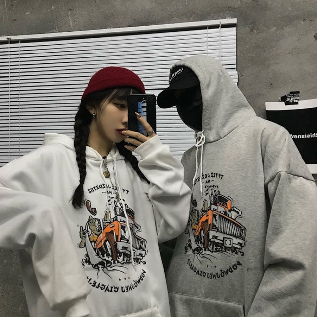 オーバーシルエット パーカー フード付き トップス ペアフーディ ペア 友達 彼氏 フーディ ストリート系 ストリート 流行り 学生 10代 代 可愛い 注目 人気 お洒落 レディース 大人 Sugar Daystyle シュガーデイスタイル