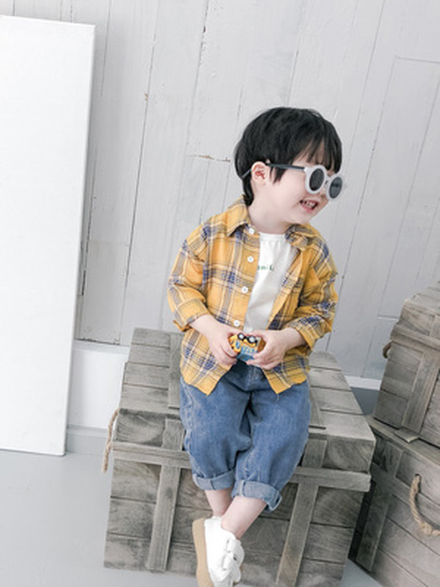 コットン 小 男児 シャツ 韓国風 キッズ洋服 かっこいい 赤ちゃん 長袖 トップス 児 Passio