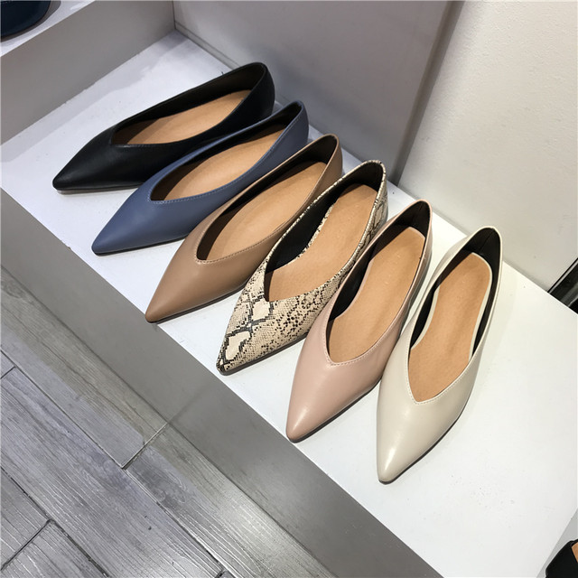 Pumps Flat Simple 6色展開 ブラック ブルー ベージュ パイソン柄 ピンクベージュ ホワイト 無地 ヘビ柄 靴 パンプス ポインテッドトゥ シンプル ベーシック フラット ペタンコ ローヒール 歩きやすい 楽ちん 大人 可愛い きれいめ 上品 カジュアル デイリー 普段使い