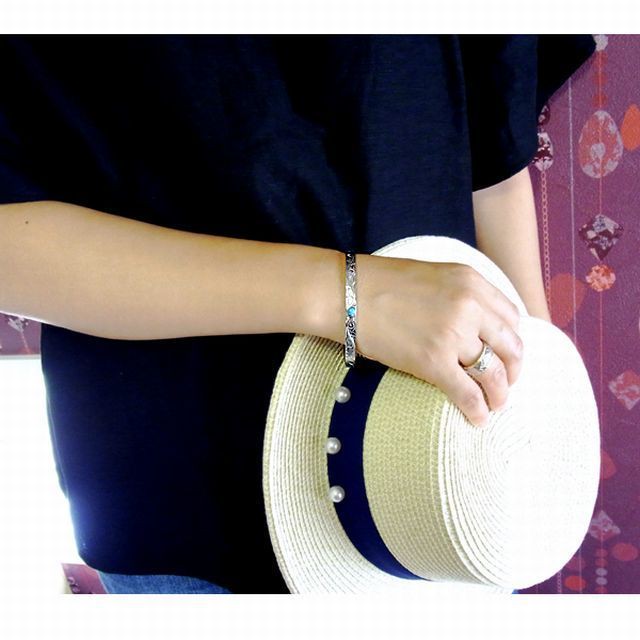 ハワイアンジュエリー Hawaiianjewelry バングル スクロール ターコイズイエローゴールド メンズ レディース Gbg9 Teto テト ハワイアンジュエリー シルバー ステンレスアクセサリーなどアクセサリー専門通販