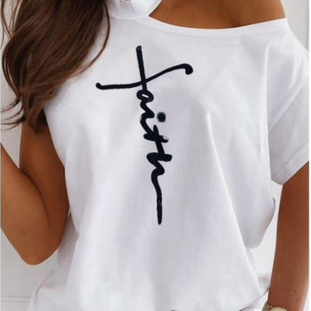 海外デザインtシャツ レディース女性肩出しセクシーtシャツ 世界モデル Alexandrite