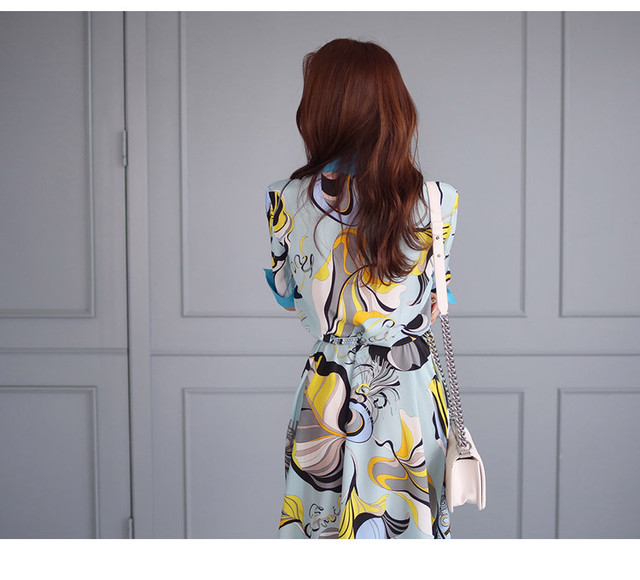 プリント柄 シャツワンピース 韓国 ワンピース ロング丈 ロングワンピース 大きいサイズ 代 30代 40代 C148 Ayaland Shop 海外ファッションセレクトショップ