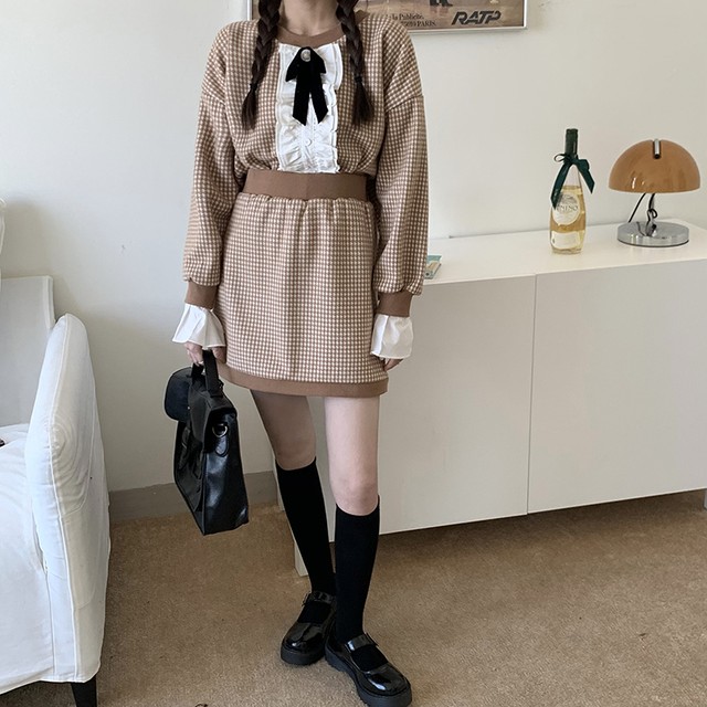 〈カフェシリーズ〉元気女子のギンガム格子セットアップ