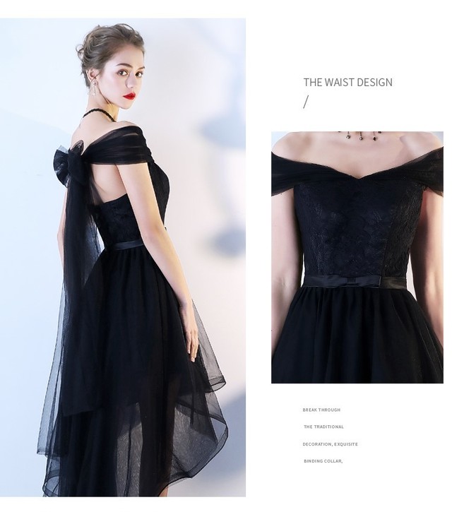 大人可愛い フィッシュテール オフショルダー 結婚式 二次会 お呼ばれ パーティー ドレス ワンピース ブラック 黒 代 30代 大きいサイズ F014 Hollys Design