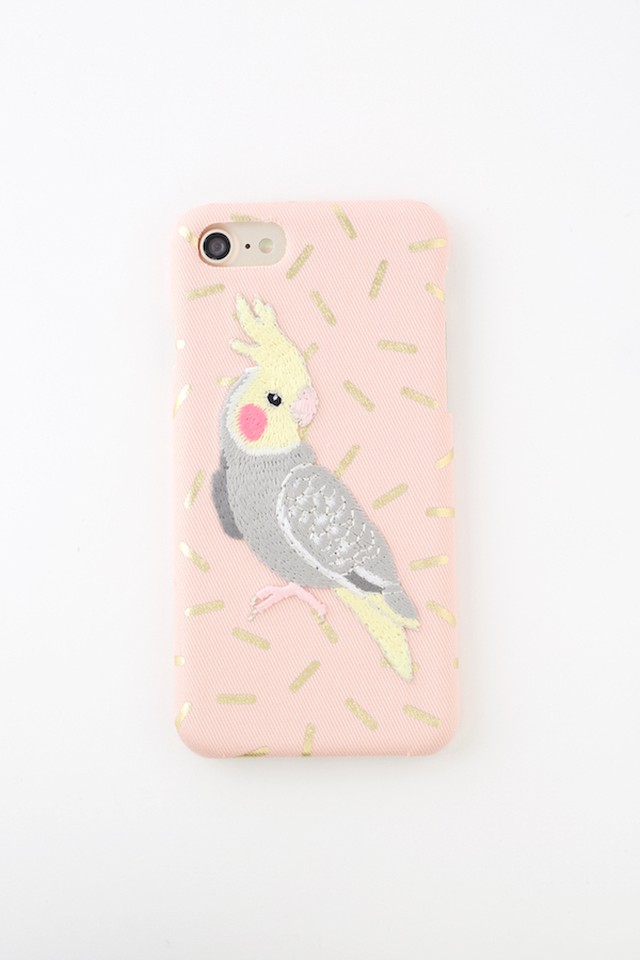 Iphone7専用 刺繍iphoneケース オカメインコ 箔プリントpink Keora Keora Web Store