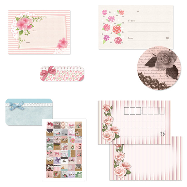 お試し8点セット 宛名シール3種 アドレスシール Thank Youシール40種 ショップシール2種 メッセージカード t 手紙生活 かわいいシール屋さん