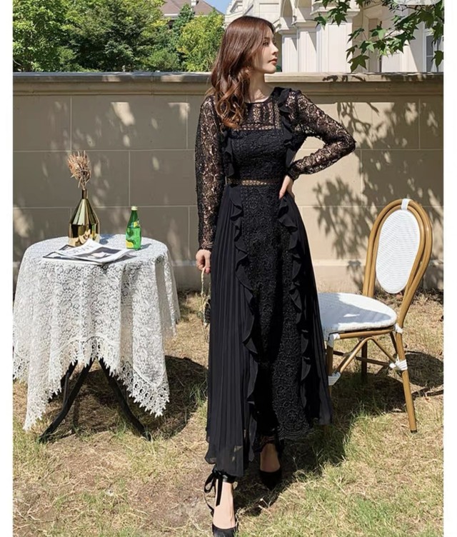 レース ヘップバーンロングワンピース Estela エステラ レディース 通販 Bace 韓国