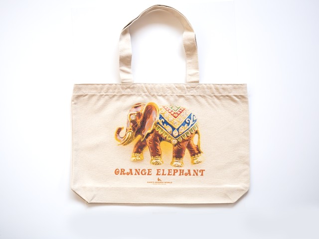 トートバッグ オレンジ象 ナチュラル Orange World Photo Shop