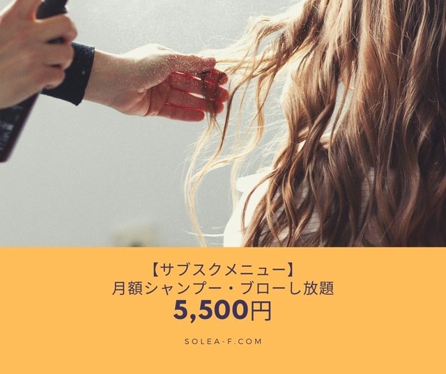 平日限定 月額制 何度もシャンプー ブローし放題 福岡 大名の美容室 Solea ソレア
