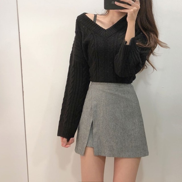 セットアップ レディース Vネック ニット ミニスカート 上下セット 韓国 ファッション レディース 春服 春物 ラップスカート オーバーサイズ ニット コーディネートセット 春 ニットトップス スカート ２点セット Vestito