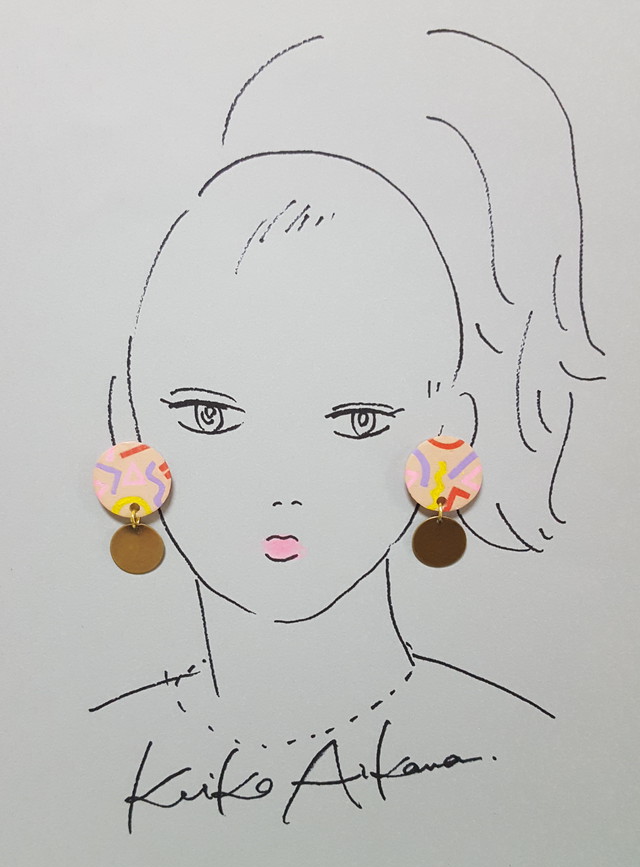 まるまるピアス グラフィック風イラスト パステルカラー Keikoaikawa