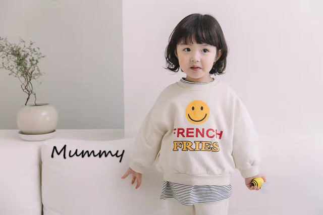 子供服 スウェット パーカー トップス 笑顔 男の子 女の子 韓国子供服 Mummybb