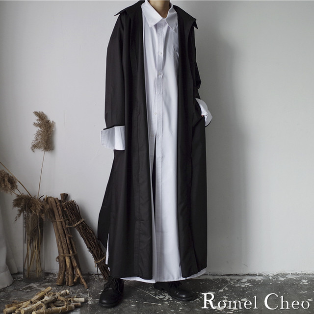 Romelcheo マキシ丈 ロング シャツ トールサイズ 白シャツ 黒シャツ モノトーン メンズ レディース ユニセックス ストリート モード系 V系 ロック 無地 長袖 きれいめ シンプル ゆったり ビッグシルエット サイド バック スリット ロメルチェオ Romelcheo Romelcheo マキシ丈 ロング シャツ トールサイズ 白シャツ 黒シャツ モノトーン メンズ レディース ユニセックス ストリート モード系 V系 ロック 無地 長袖 きれいめ シンプル ゆったり ビッグシルエット サイド バック スリット ロメルチェオ Romelcheo
