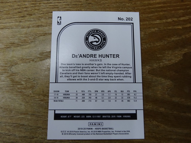 ディアンドレ ハンター Rc 19 Panini Hoops スポーツカードミント C K 本厚木店