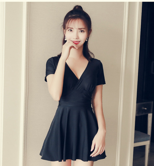 広く 開いた ｖネック オープン バック セクシー ワンピース ドレス 水着 0936 Sweet Girl Fashion