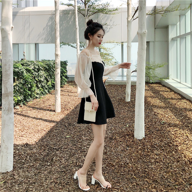 オフショル ミニワンピース キャバドレス ミニドレス バイカラー オフショルダー きれいめ シースルー レース セクシー 10代 代 パーティー お呼ばれ 女子会 Rcsb Dress Suba