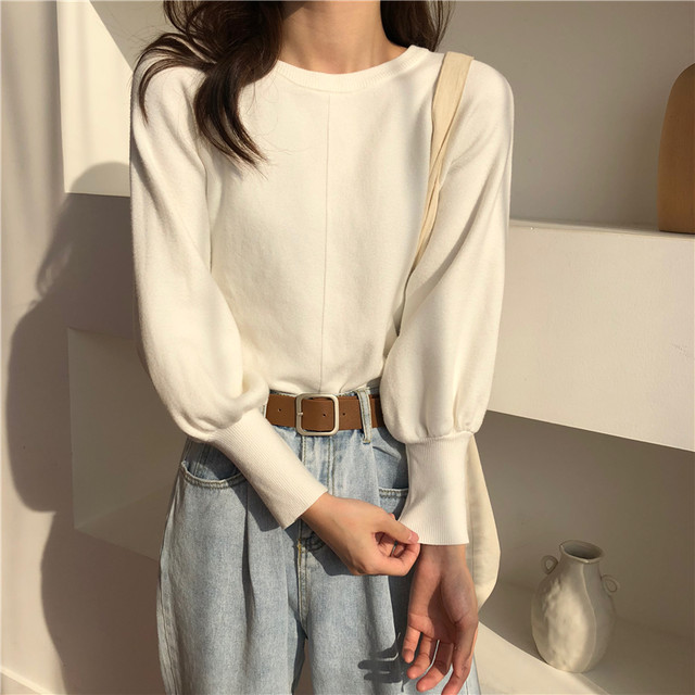 センターパートシンプルニットセーター【center part simple knit sweater】
