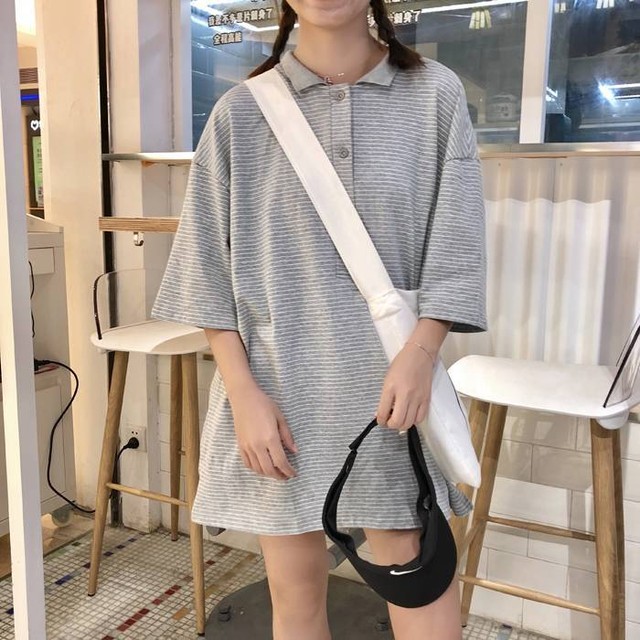 ポロシャツ ワンピース レディース シンプル ミニ丈 ショート丈 半袖 薄手 カジュアル 着回し ワンサイズ Cgch Cg1p