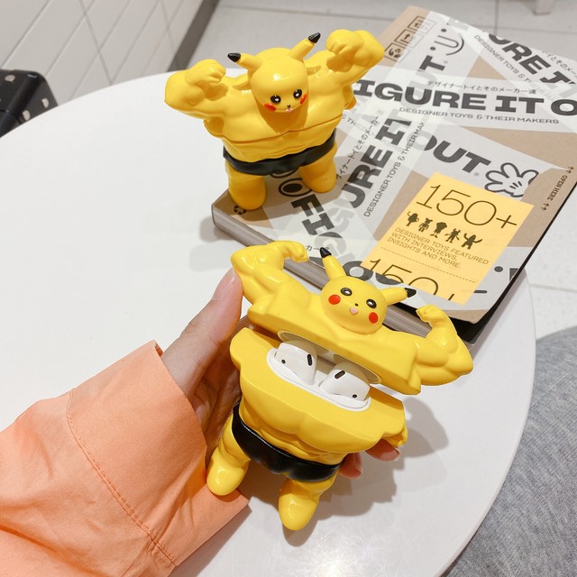 Airpods Pro Airpods ケース ポケモン ピカチュウ 筋肉 シリコン エアーポッズプロ エアポッズ カバー カラビナ付き Airpodsproケース Airpods2 1ケース かわいい ケースのまま充電 かわいいairpodsケース Switchカバー Iphone ケース Airtagホルダー New I