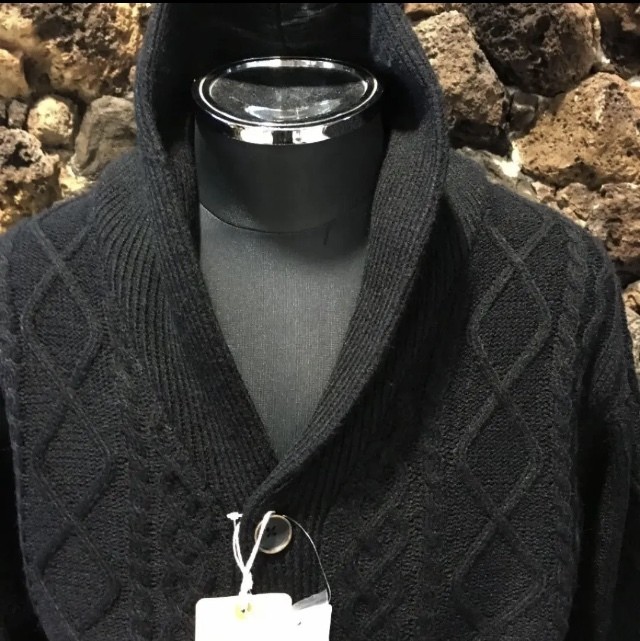 メンズショールカラーカーディガン黒ｌ寸 新品未使用品 秋冬対応 Fclub