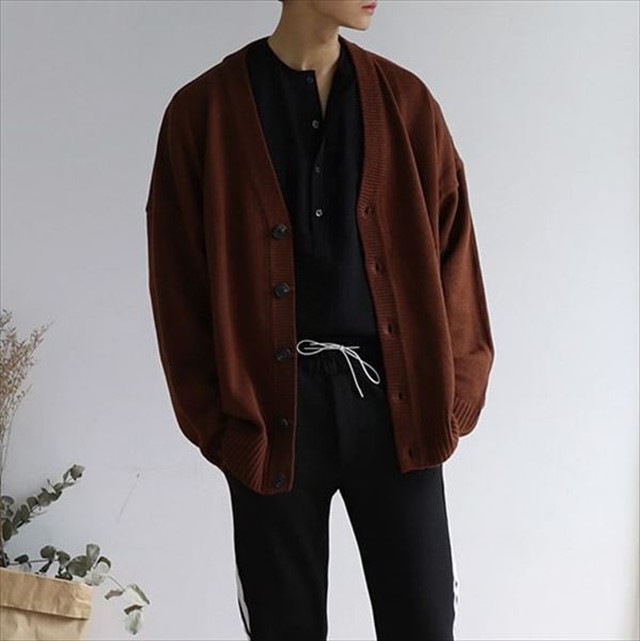 Vネック ニット カーディガン コットンブレンド ドロップショルダー 無地 暖かい 羽織り ストリート ラフ 春 秋 冬 メンズ ルーズ 10代 代 30代 M L Xl 2xl 取寄 発送目安14 21日営業日 Laff Store For Men ショップ情報 配送スケジュールを必ずご確認下さい